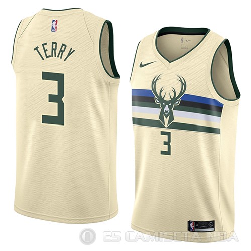 Camiseta Jason Terry #3 Milwaukee Bucks Ciudad 2018 Crema - Haga un click en la imagen para cerrar